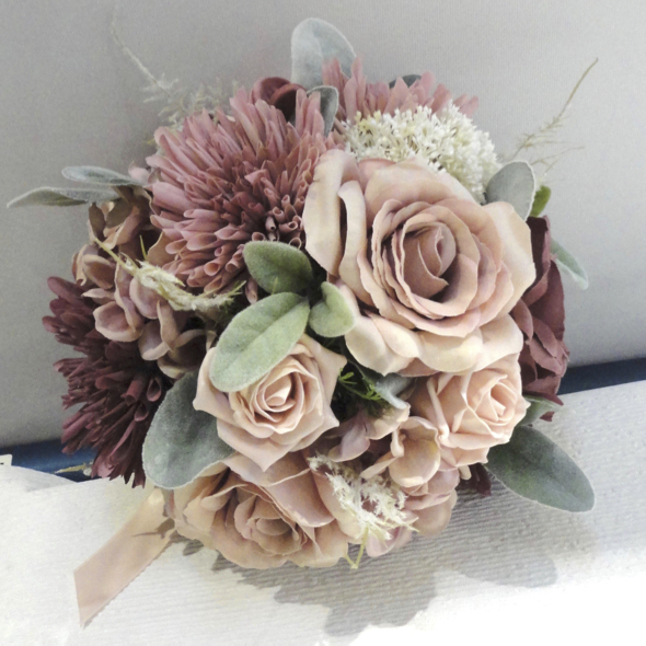 Blush, Dusky Pink & Dusky Wine Bridal Bouquet